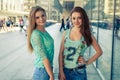 Two pretty girls. TheyÃ¢â¬â¢re best friends. Outdoor photo. Royalty Free Stock Photo